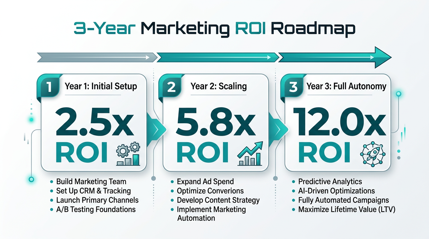 Projected ROI roadmap for implementing AI-driven marketing operations.