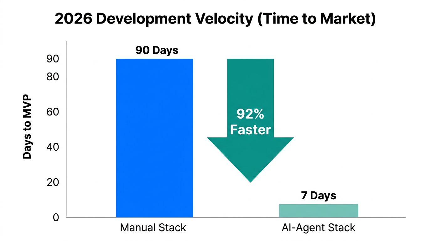 Development speed comparison showing ROI of AI-agent integration.