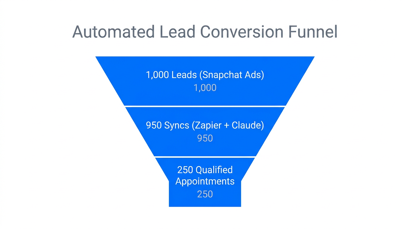 Visualizing lead throughput improvements using Zapier and AI automation.