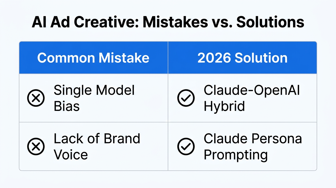 Critical marketing mistakes to avoid when using AI for ads.
