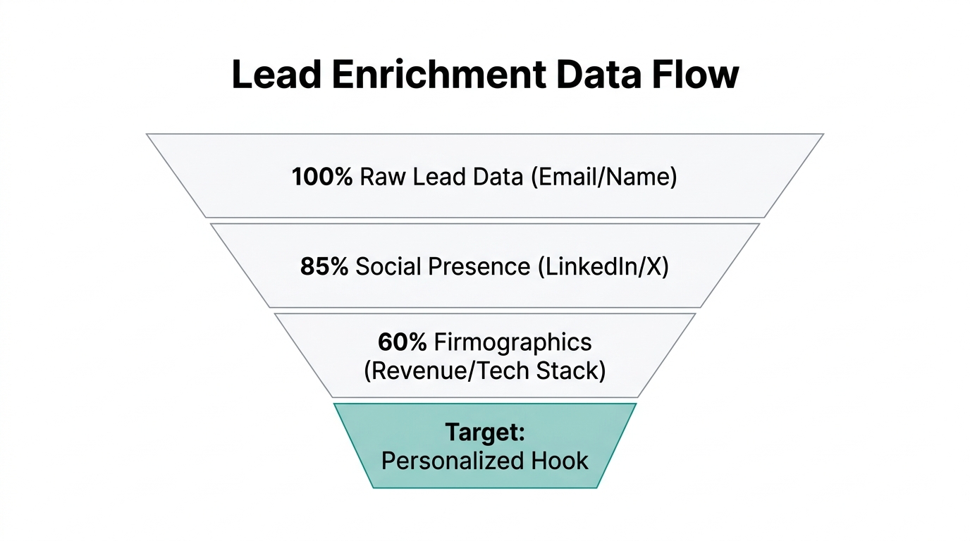 Visual representation of the lead enrichment and data filtering process.
