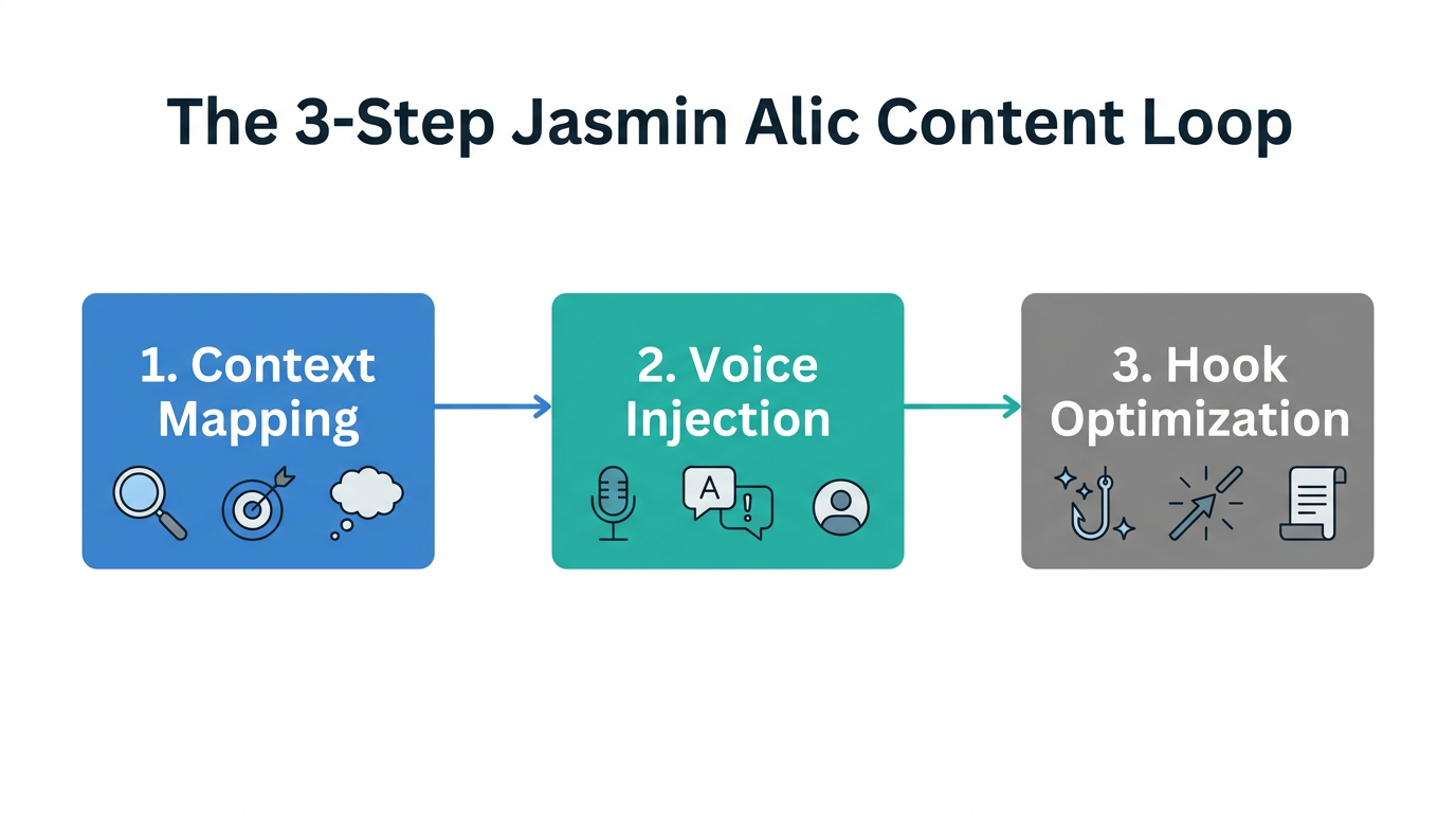 The systematic three-step framework for AI-assisted LinkedIn content creation.