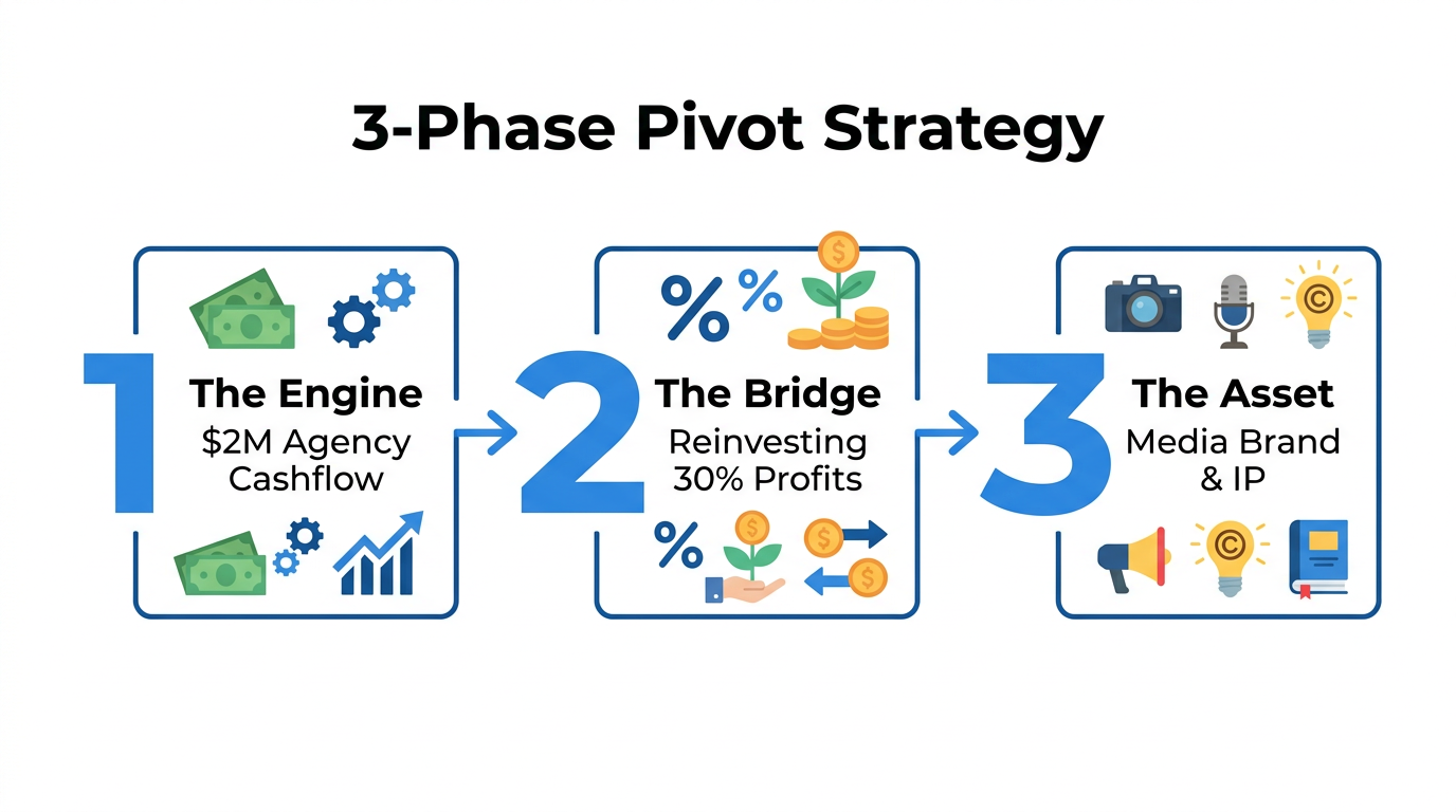 A three-step blueprint for transition from service provider to media owner.