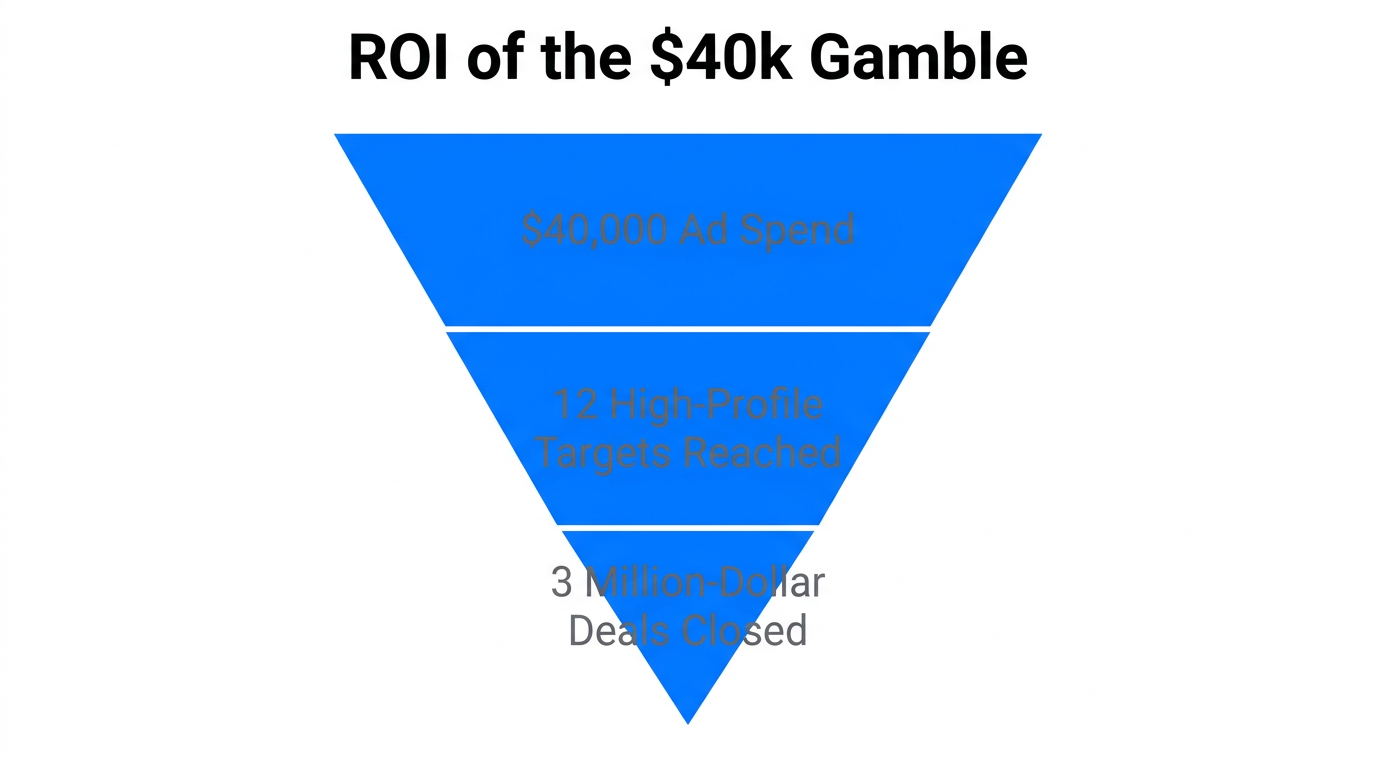 Conversion metrics and ROI breakdown of the initial $40k investment.