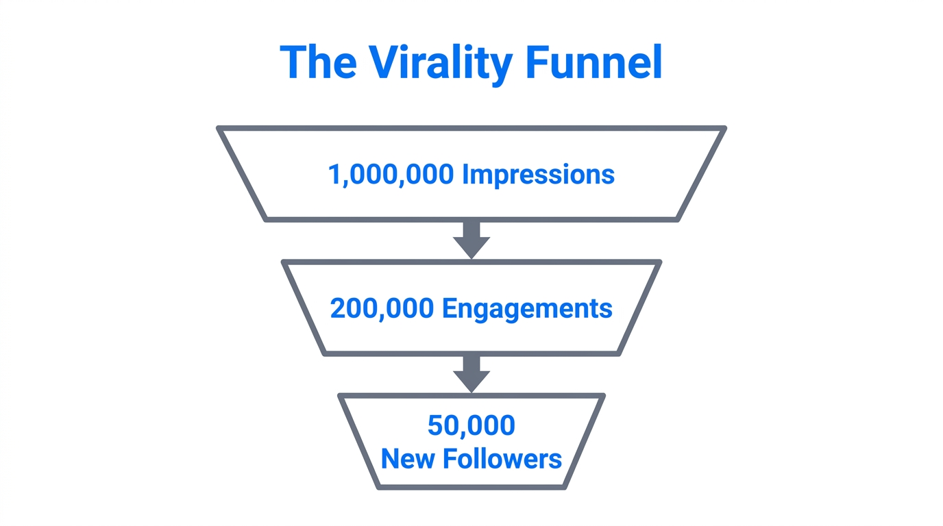 Conversion metrics from initial impressions to building a loyal audience.