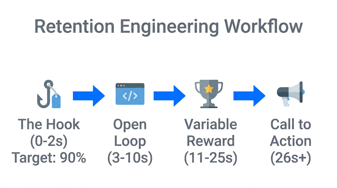 Four-step retention framework for keeping viewers engaged until the end.