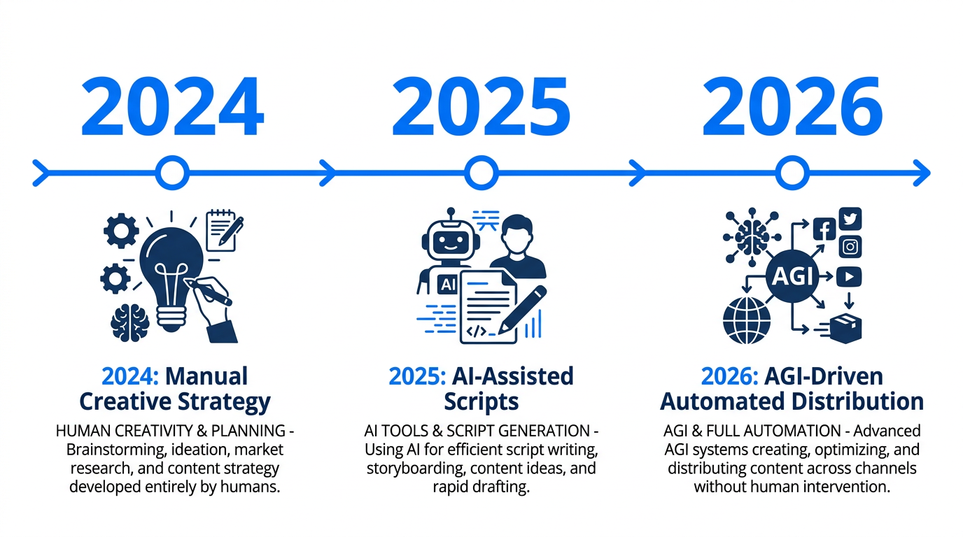 The evolution of creator programs toward post-AGI automation.