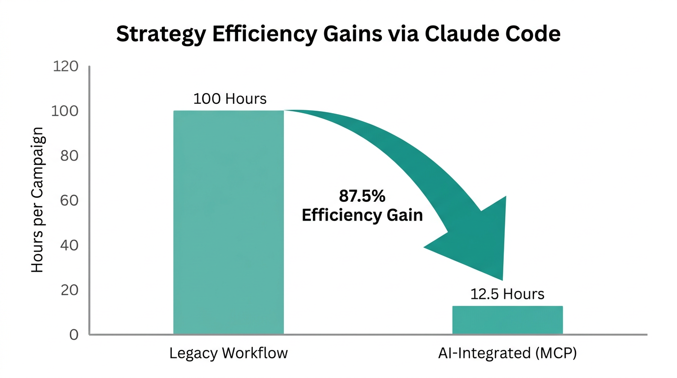 Efficiency gains showing an 87.5% reduction in strategy hours.