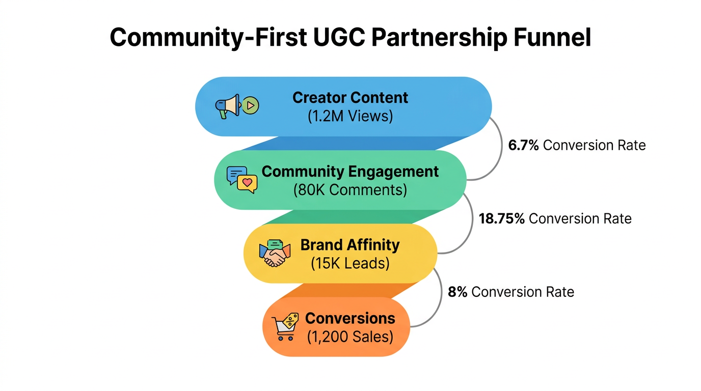 A marketing funnel demonstrating the ROI of community-first creator partnerships.