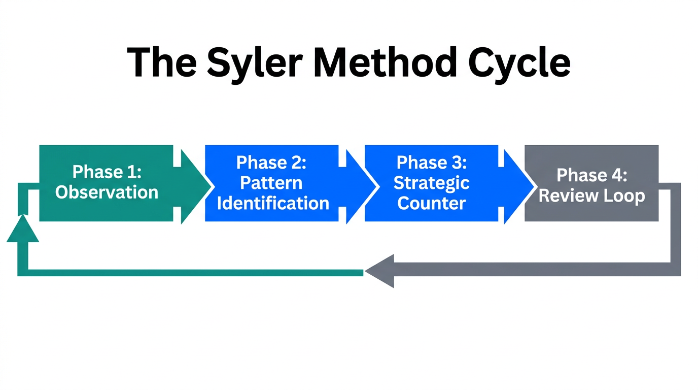 The four-phase Syler Method cycle for continuous competitive analysis.