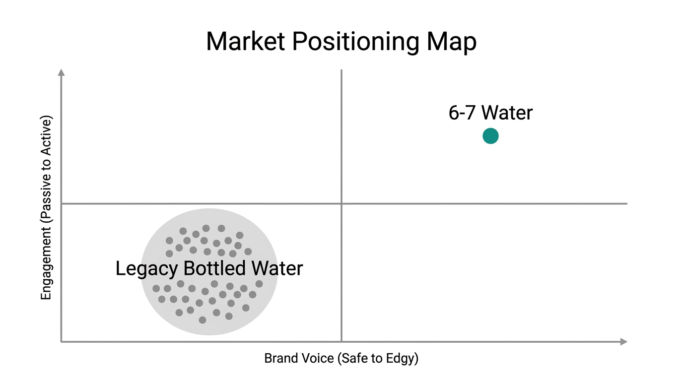 Visualizing the market gap between legacy brands and 6-7 Water.