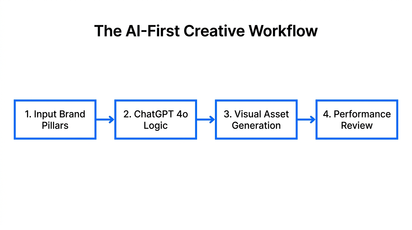A streamlined four-step workflow for generating luxury brand assets with ChatGPT.