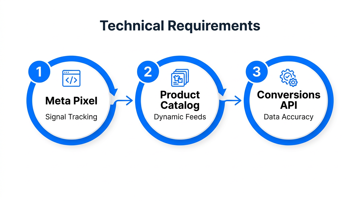 Core technical components required for successful Meta ad automation.