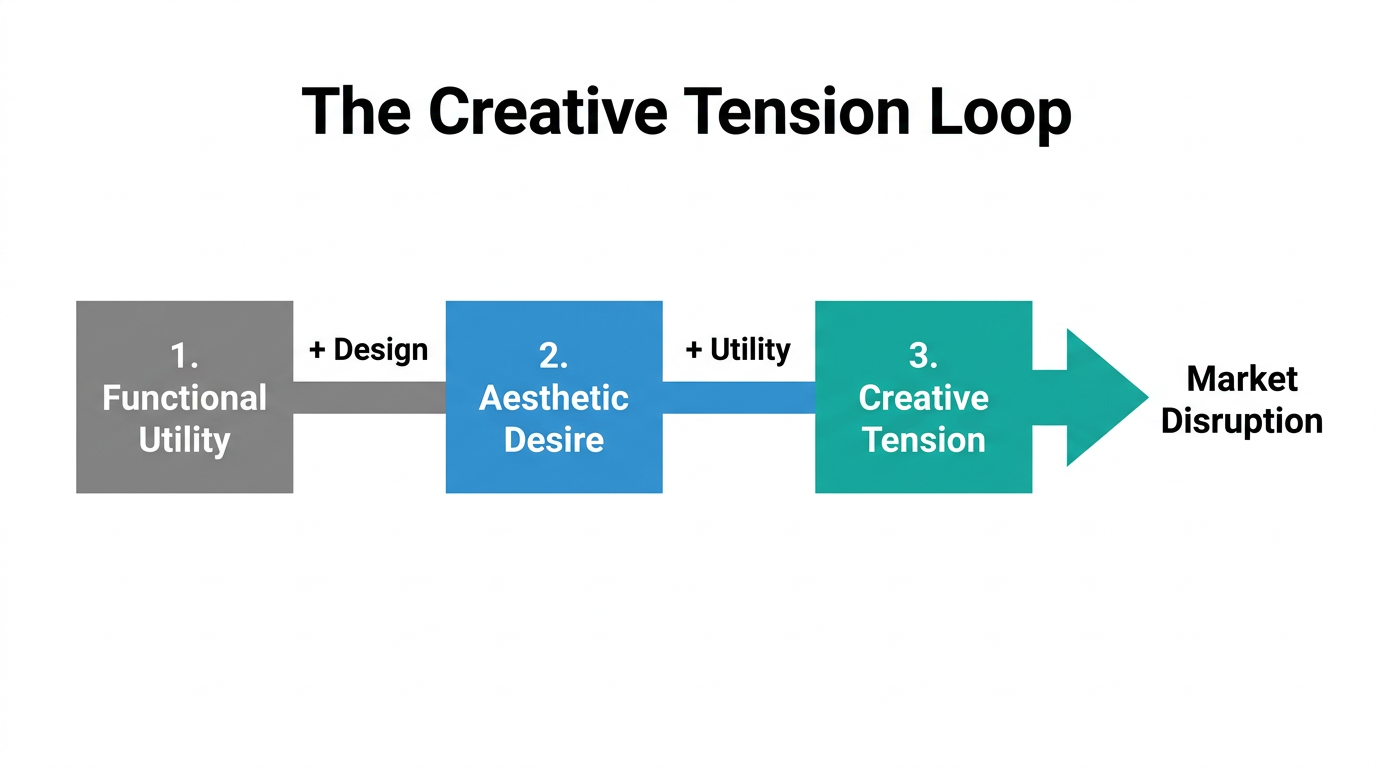The feedback loop between functionality and aesthetics that drives disruption.