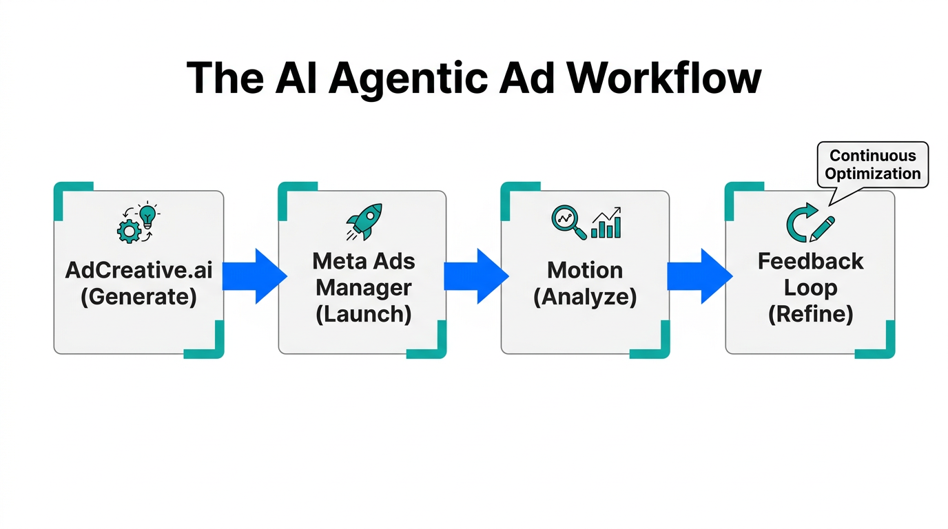 The continuous feedback loop between ad generation and performance analysis.