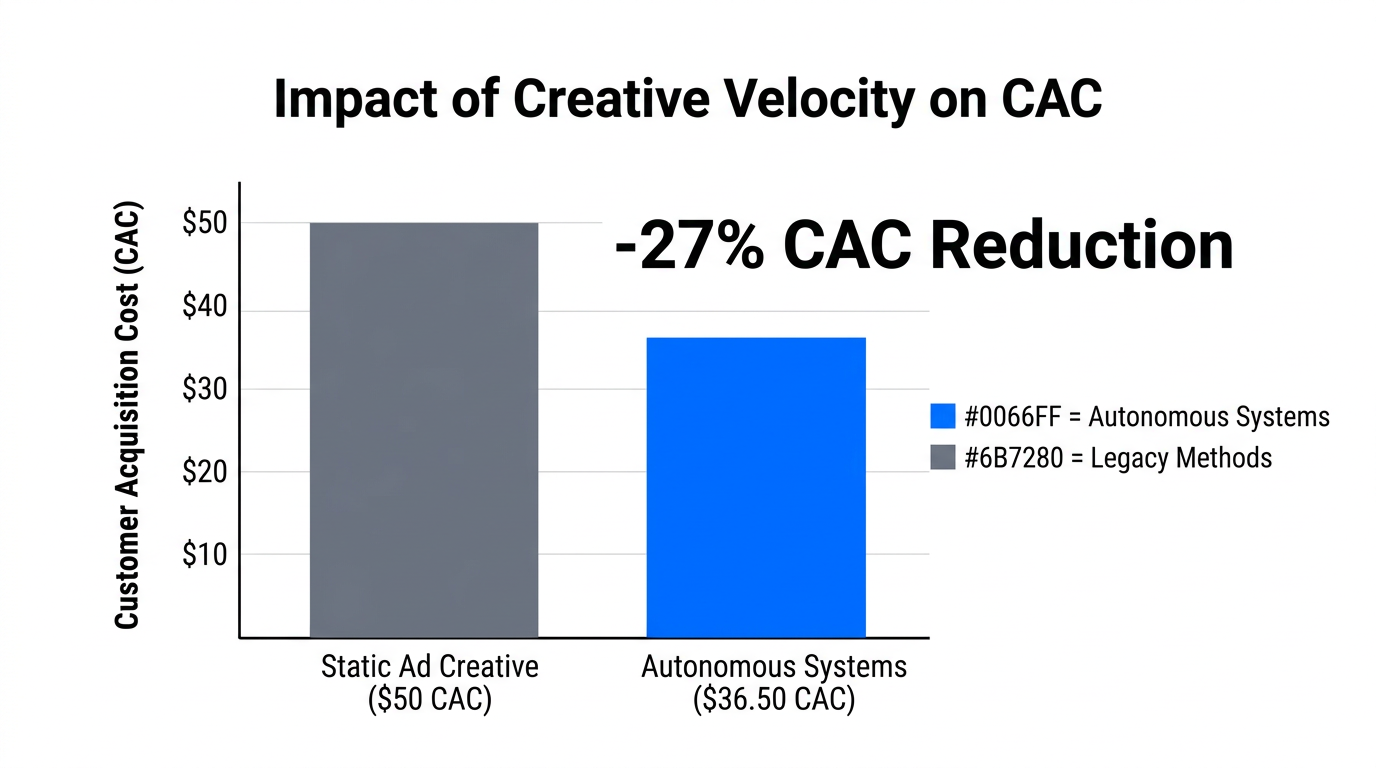 Comparison of CAC between static creative and autonomous AI systems.