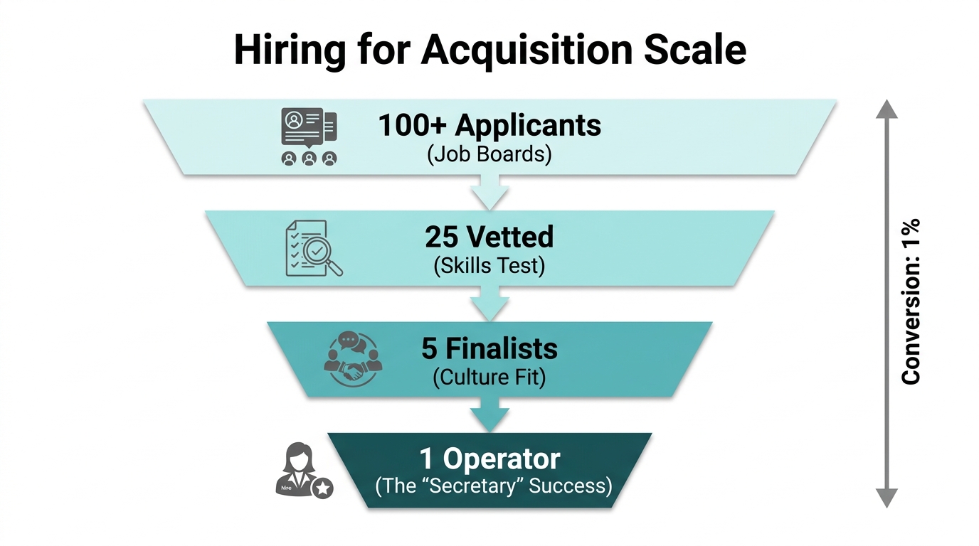 The funnel process for finding a key operator to manage businesses.