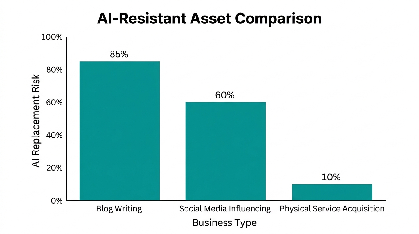 Visualizing why physical business acquisitions are resilient against AI automation.