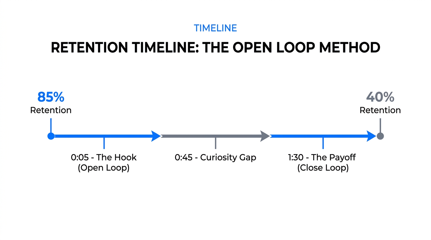 Using open loops to maintain high viewer retention during content.