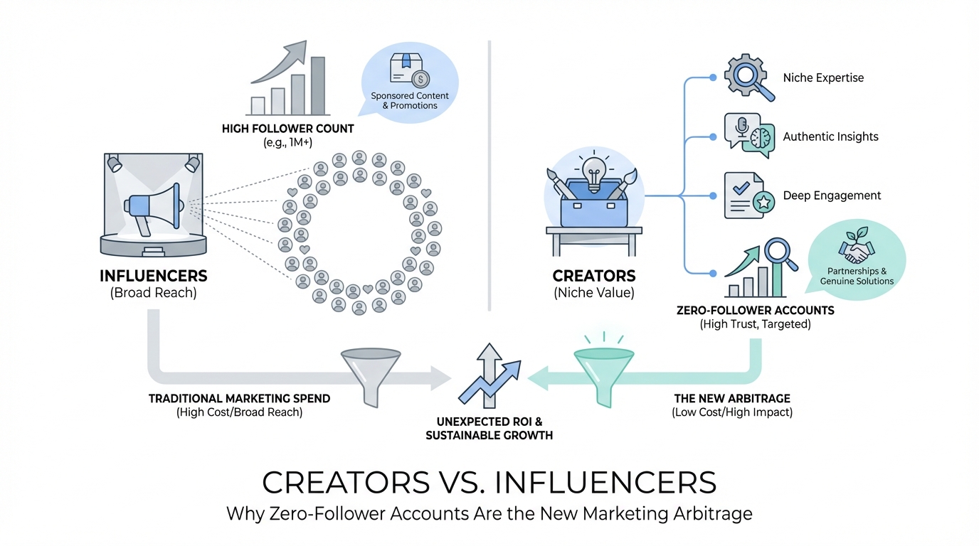 Creators vs. Influencers: Why Zero-Follower Accounts Are the New Marketing Arbitrage