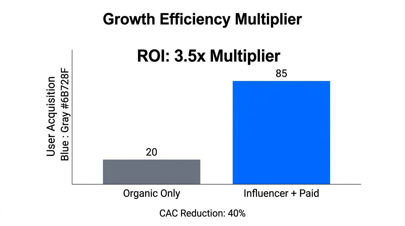 Comparison of growth velocity using paid ads as a multiplier.