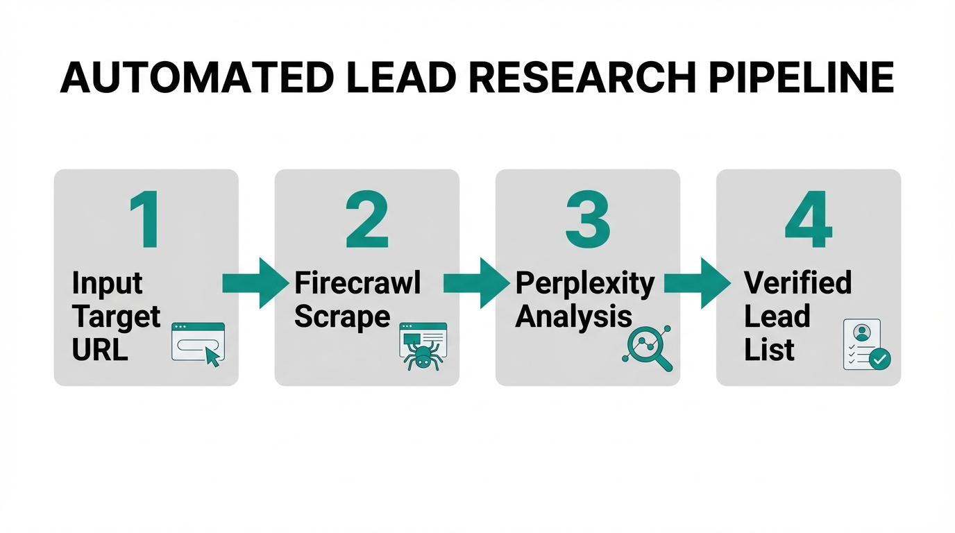 A four-step process for automated lead scraping and enrichment.