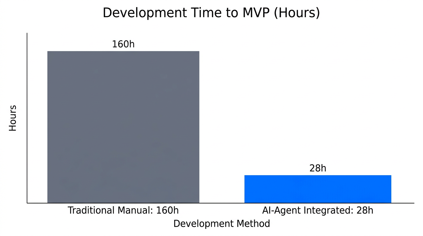 Comparison of development hours saved using AI agent workflows.