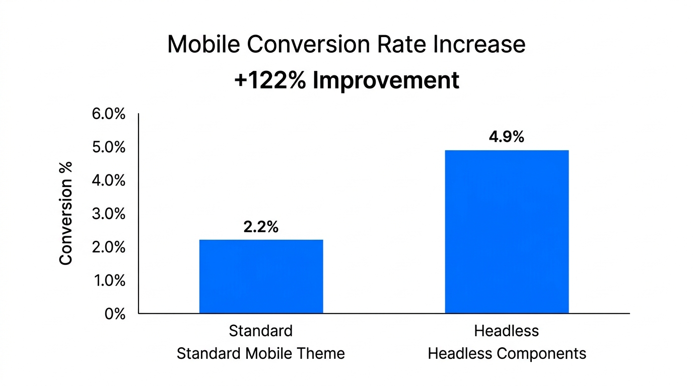 Comparison of conversion rates between standard themes and headless architectures.