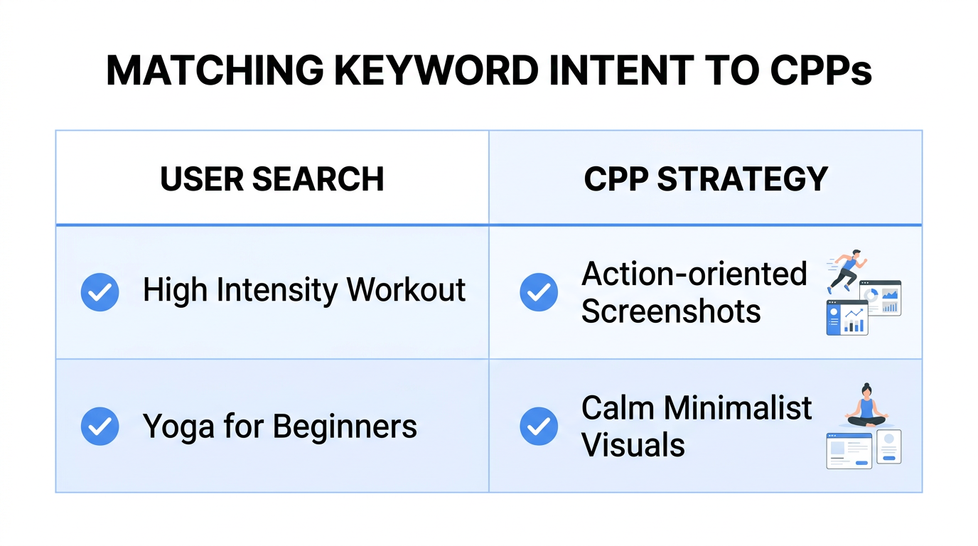Mapping user search intent to specific Custom Product Page visuals.