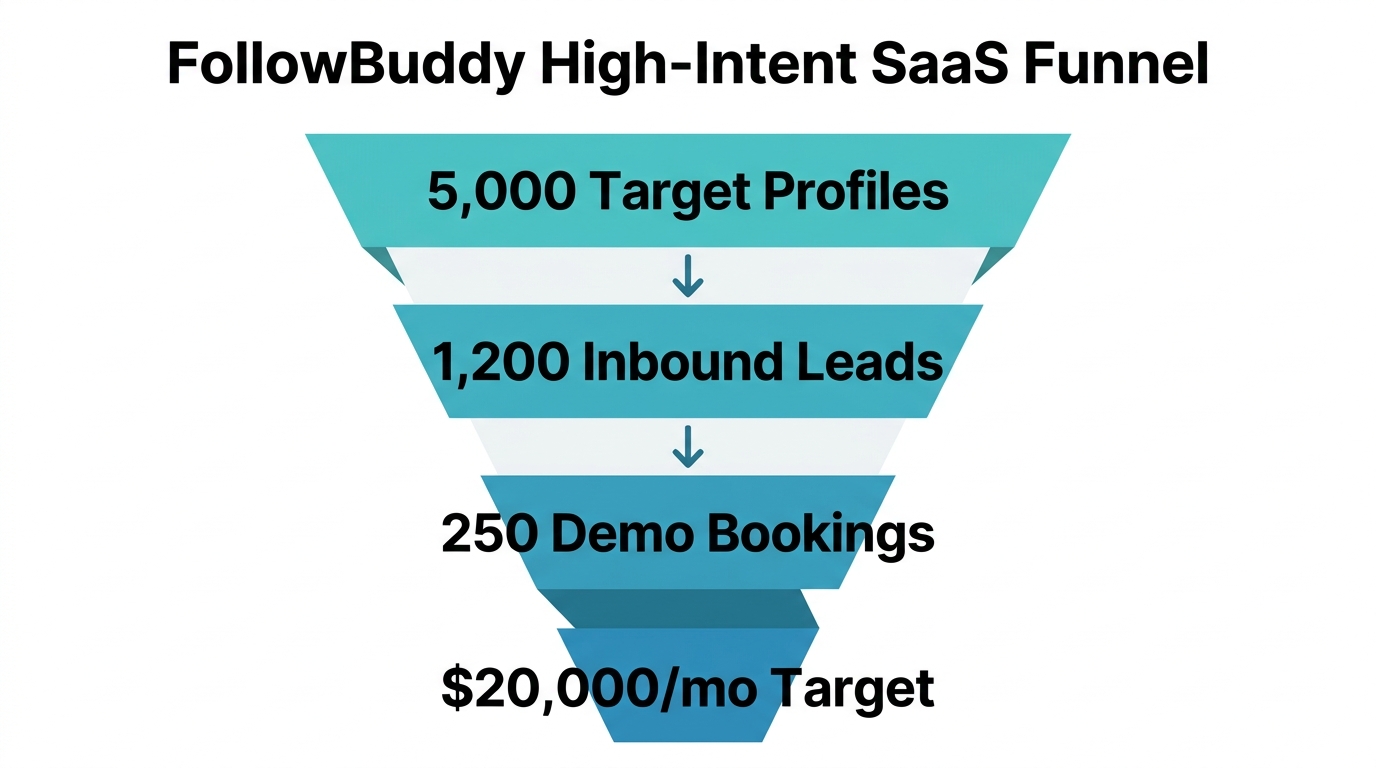Funnel metrics for achieving $20k/month in SaaS revenue.