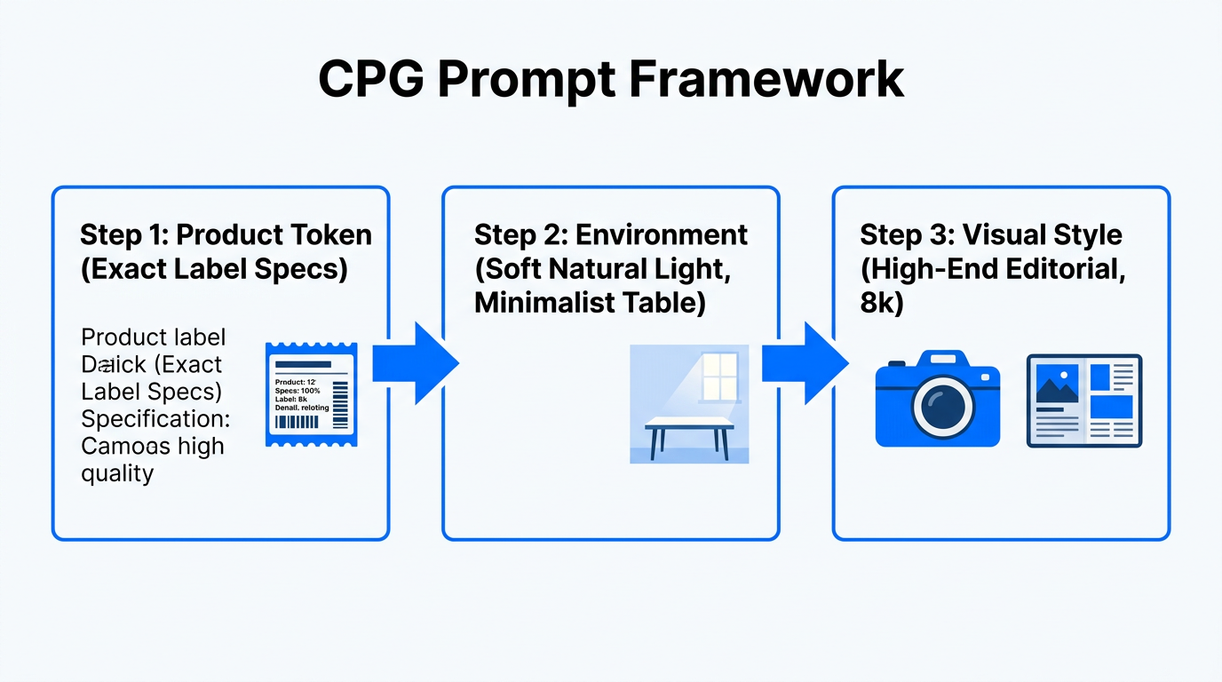 A three-step framework for engineering high-performing CPG product prompts.