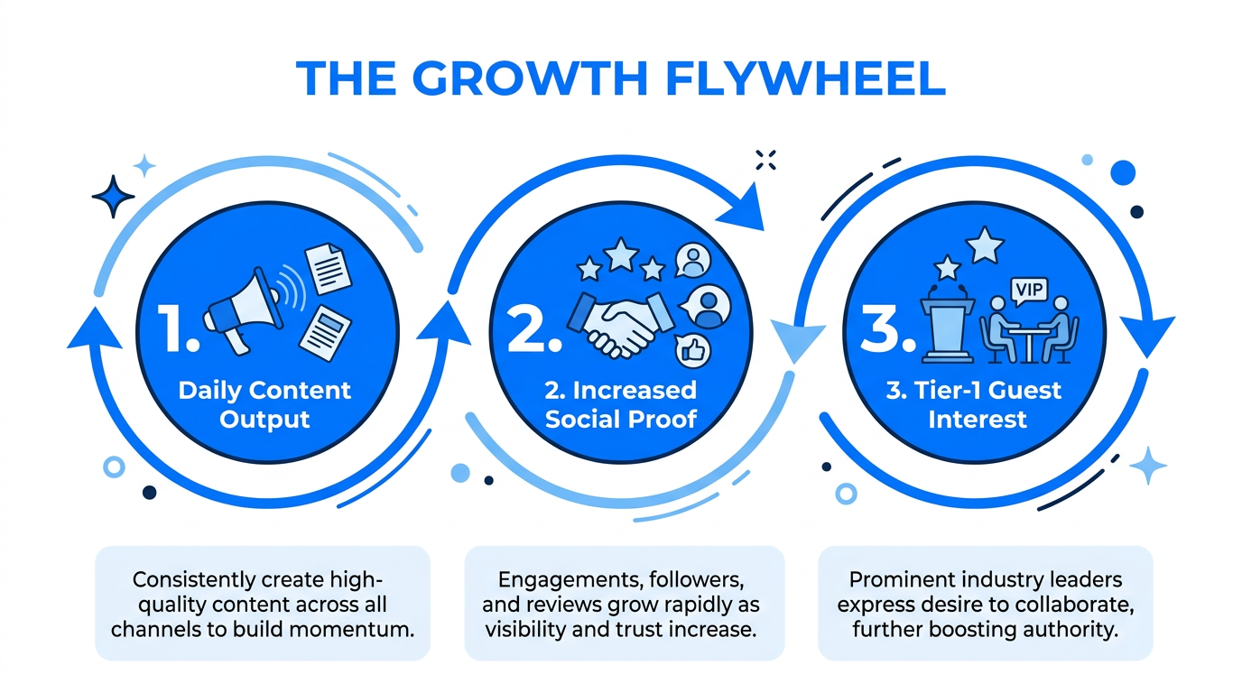 The compounding effect of consistent content on guest acquisition.