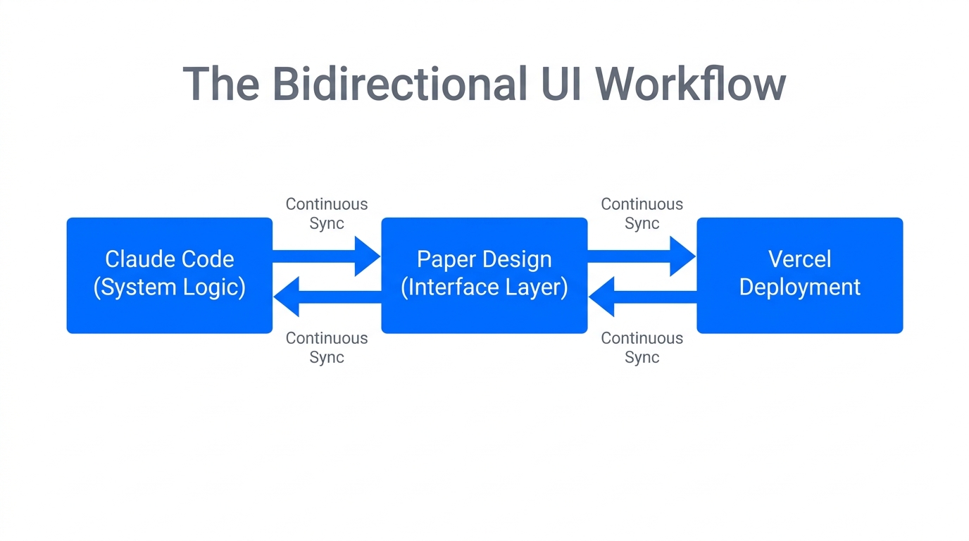 The bidirectional sync between Claude Code logic and Paper Design UI.