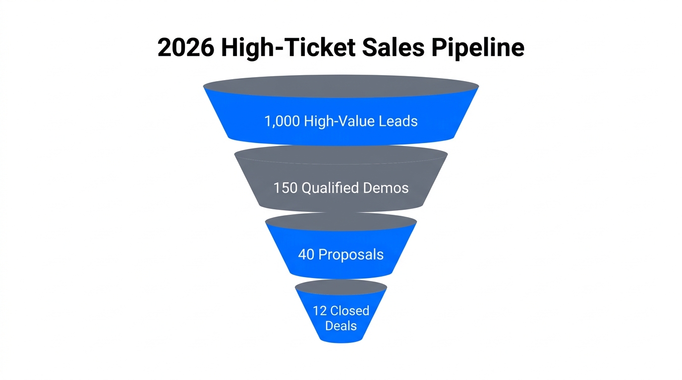 Projected conversion funnel for high-ticket B2B sales.