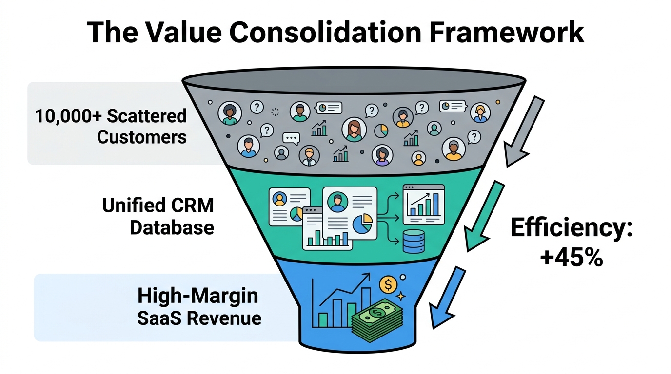 How the consolidation framework filters customer data into high-margin revenue.