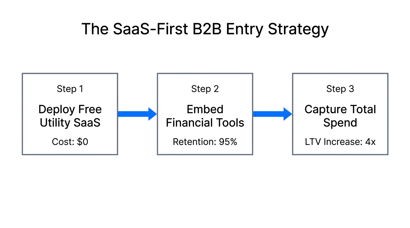 The three-stage software-led model for B2B market entry and monetization.