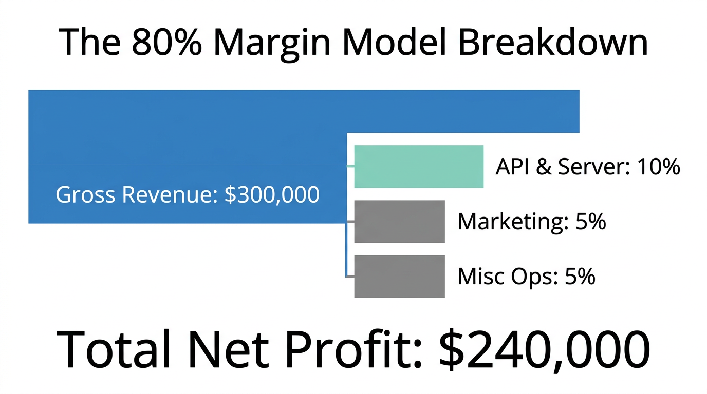 High-margin financial structure of a lean AI-powered SaaS business.