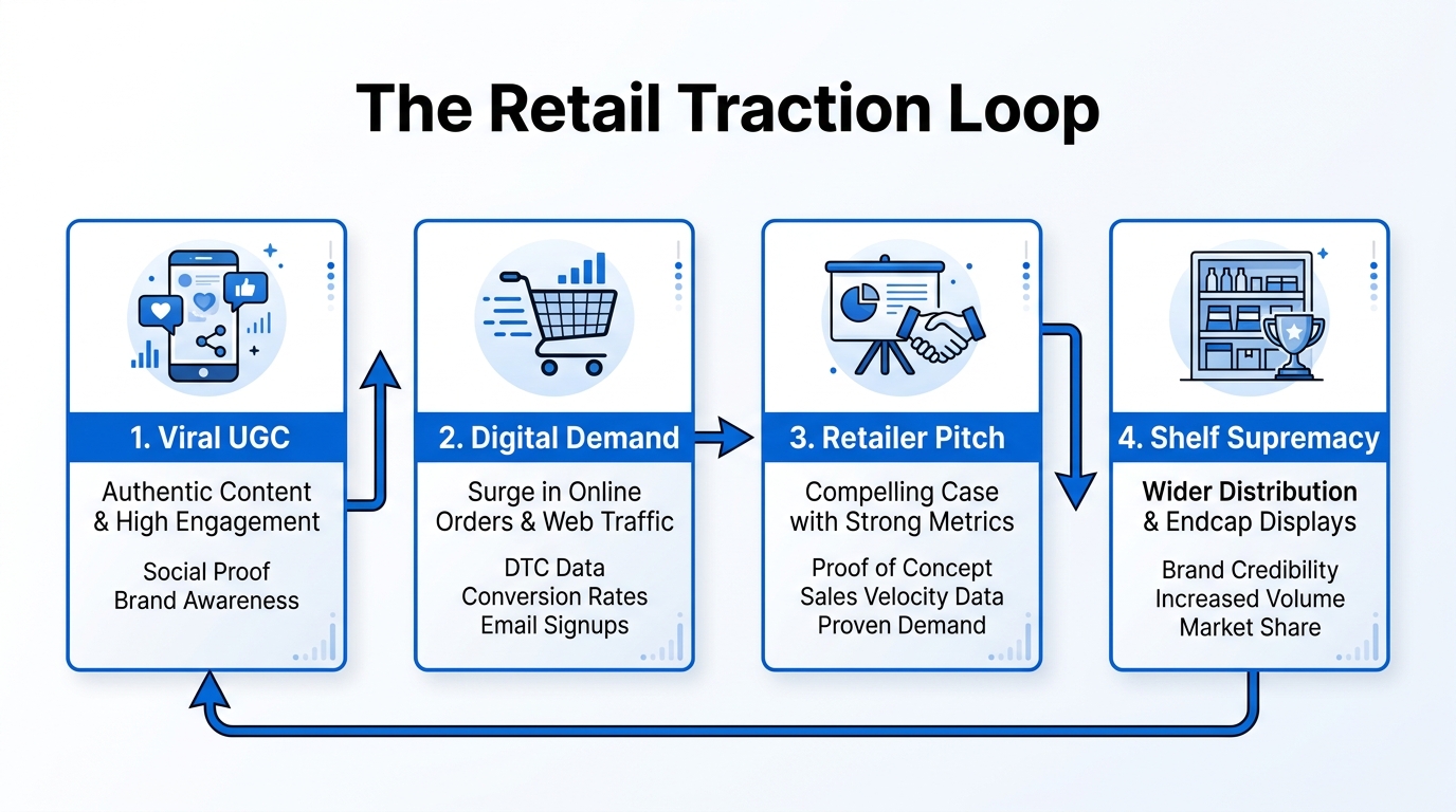 The feedback loop used to secure massive retail distribution.