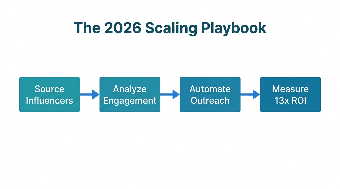 The four-step automated workflow for scaling e-commerce influencer campaigns.