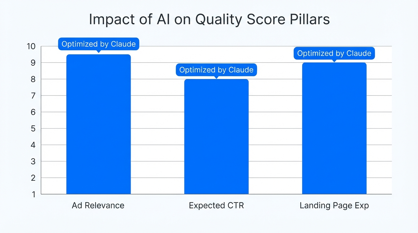 How AI-driven optimization affects the three core Quality Score metrics.