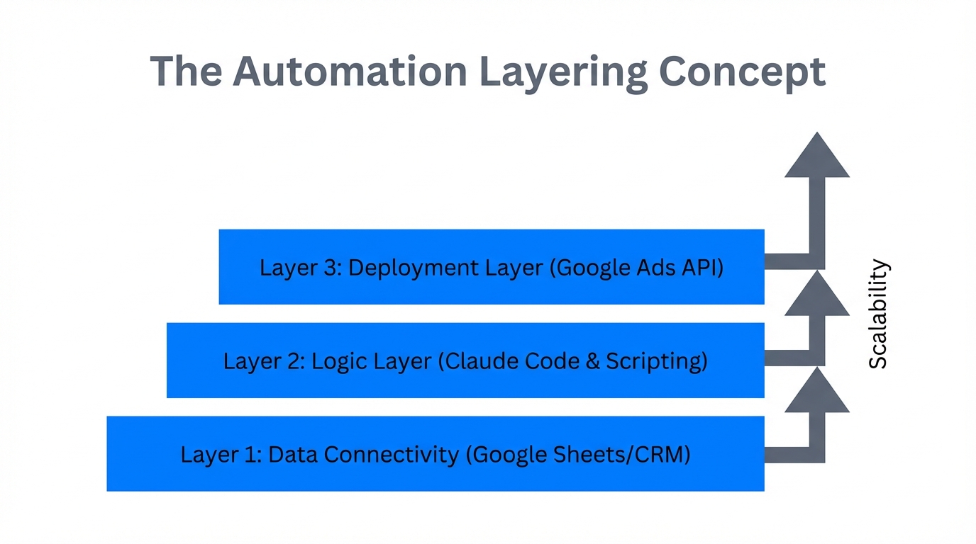 A structural view of the three-layer automation framework for ads.