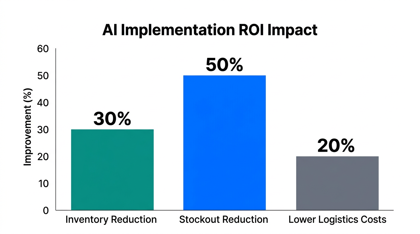 Statistical ROI improvements expected from AI-driven supply chain optimization.