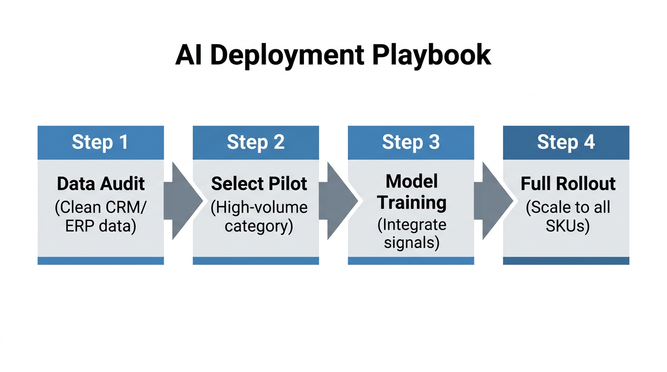 Four-step implementation strategy for scaling AI across ecommerce categories.