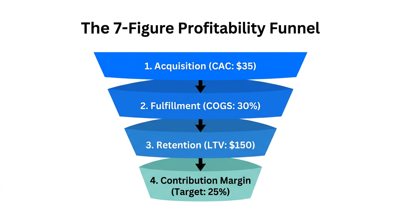 Funnel showing the breakdown of unit economics for 7-figure brands.