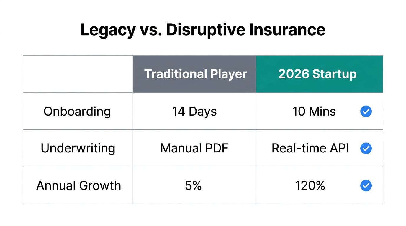 Comparison table illustrating the disruption potential in the cyber insurance industry.