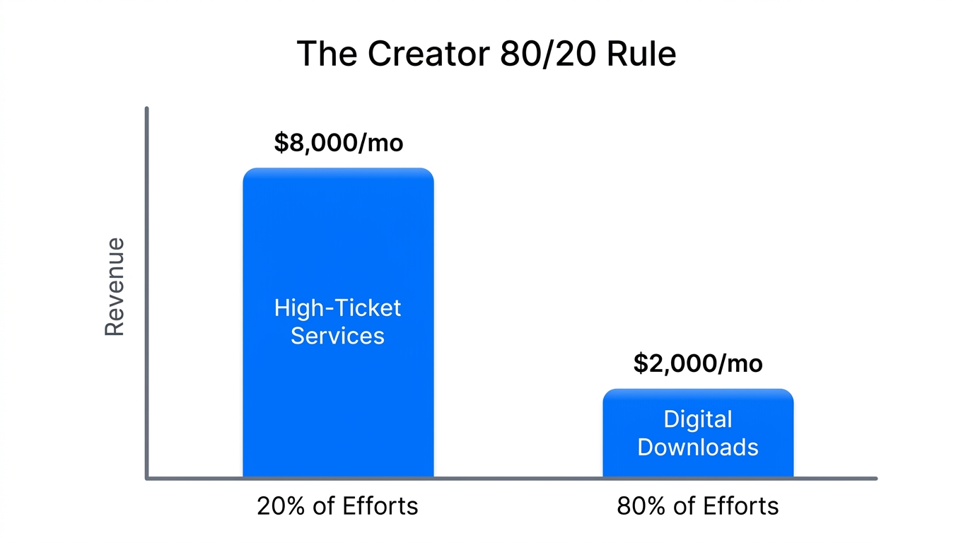 Revenue distribution chart highlighting the impact of high-ticket services.