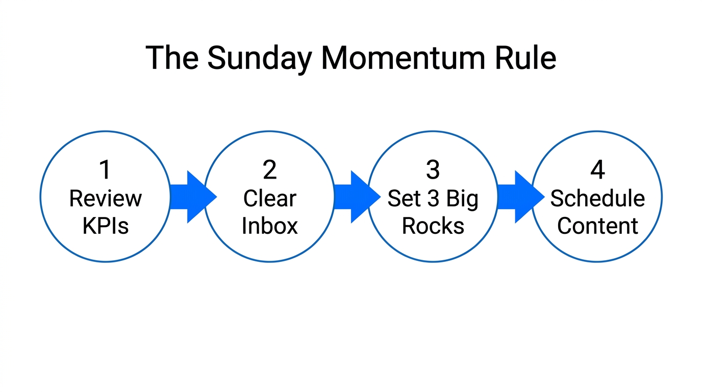 A four-step weekly workflow to maintain business momentum.
