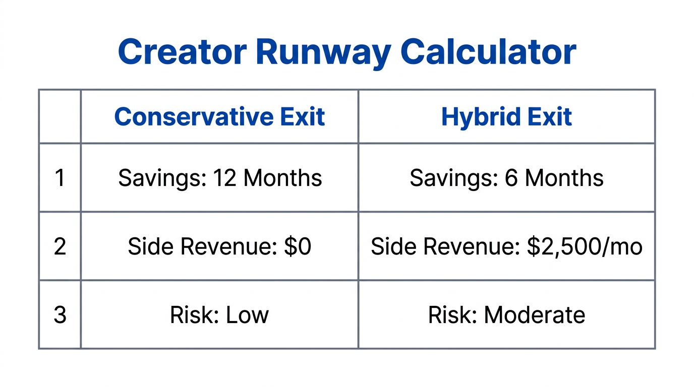 Comparison of conservative versus hybrid financial runway strategies for creators.