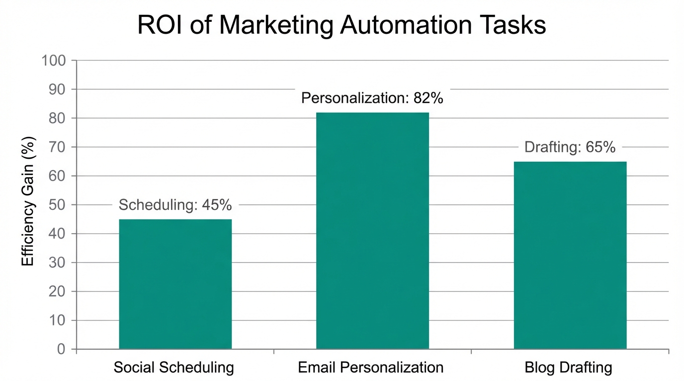 Efficiency gains across different marketing automation categories.