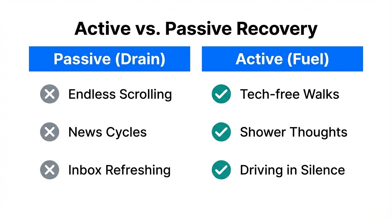 Distinguishing between high-value creative incubation and low-value digital distraction.